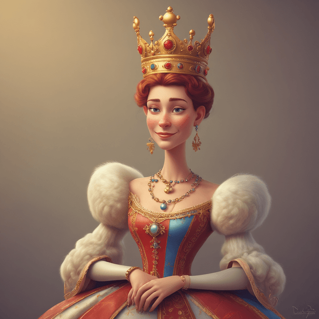 Pixar Style Queen Portrait: Vibrant and Regal Illustration