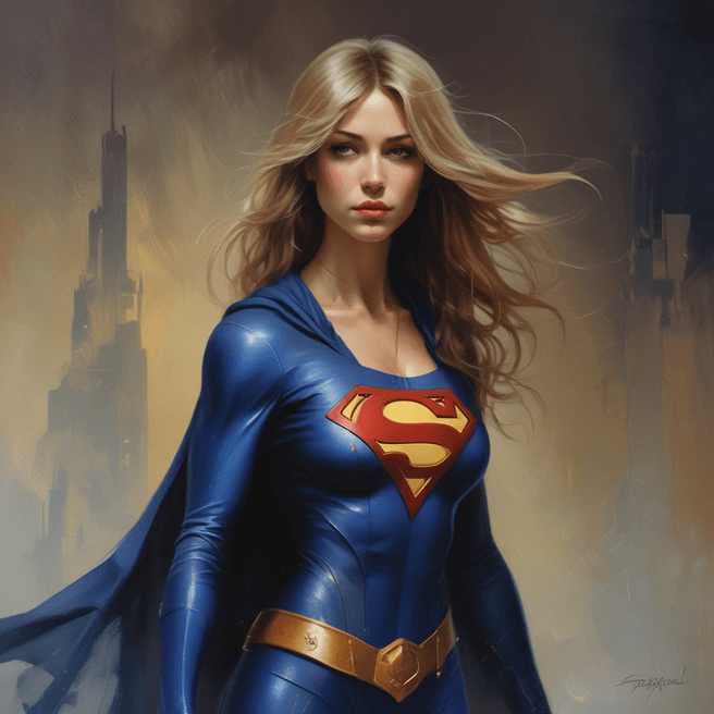 Captivating Photorealistic Painting of Supergirl at Sunrise - Anne Bachelier & T.Mann NYC