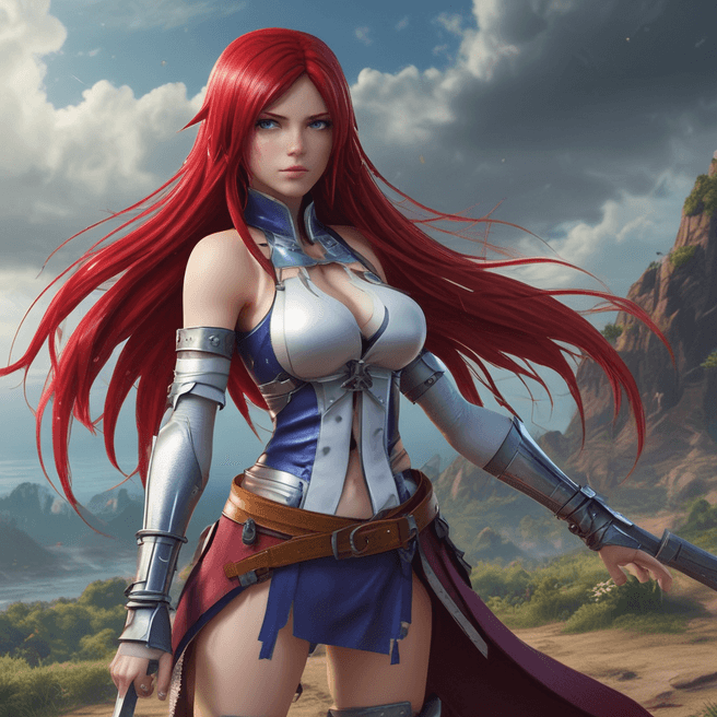Realistic Erza Scarlet 5K Wallpaper: Detailed Character & Environment Image