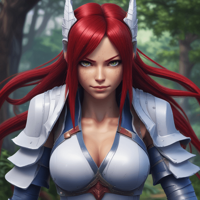 Realistic Erza Scarlet 5K Wallpaper: Detailed Character & Environment Image