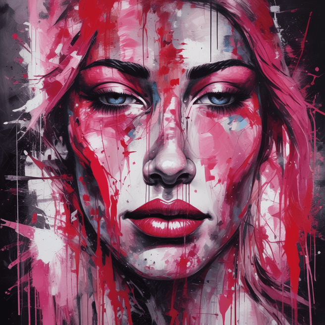 Vibrant Abstract Pink and Red Face Portrait | Fulgent AI