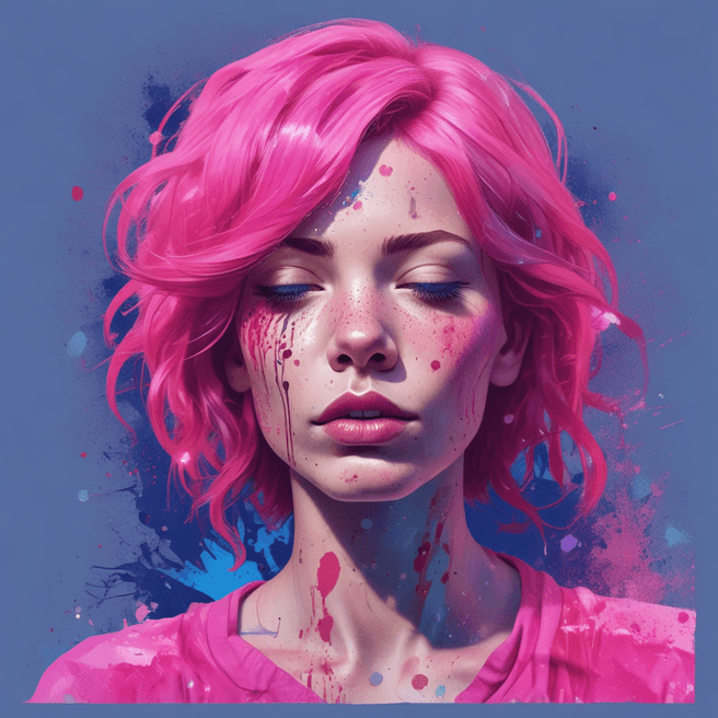 Vibrant Surreal Female Portrait in 3D Art