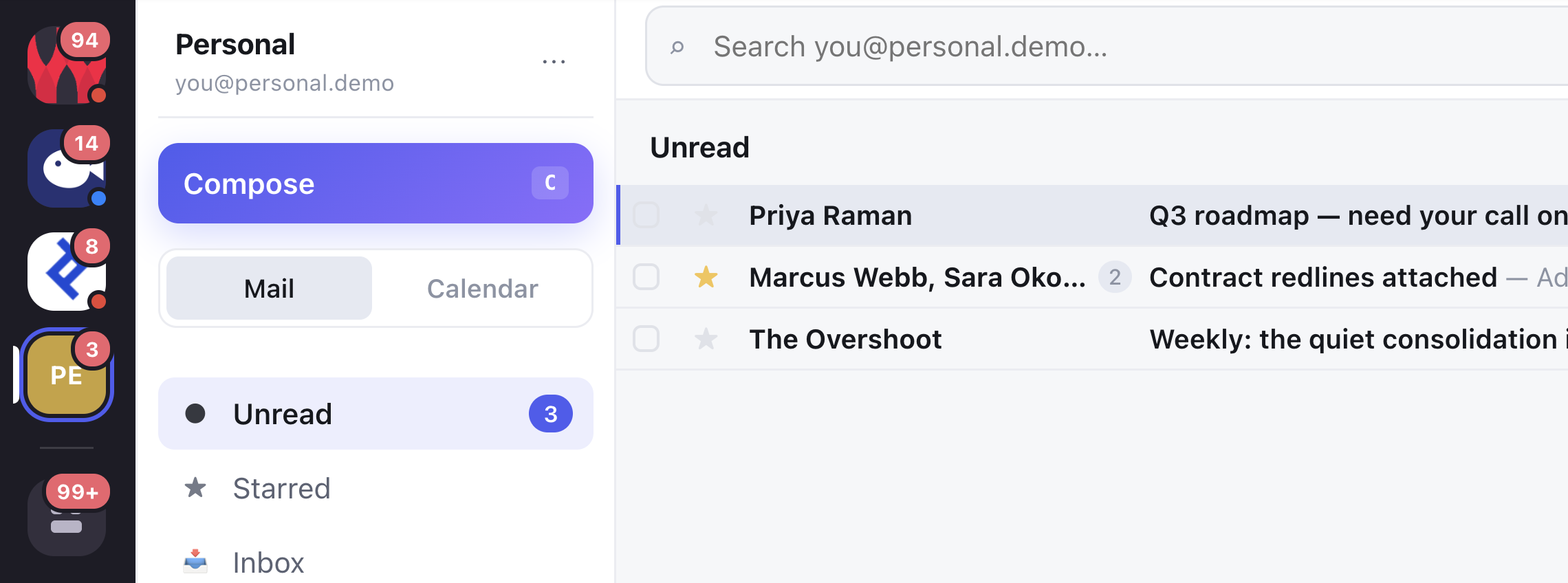 Mail — our custom-built unified email client