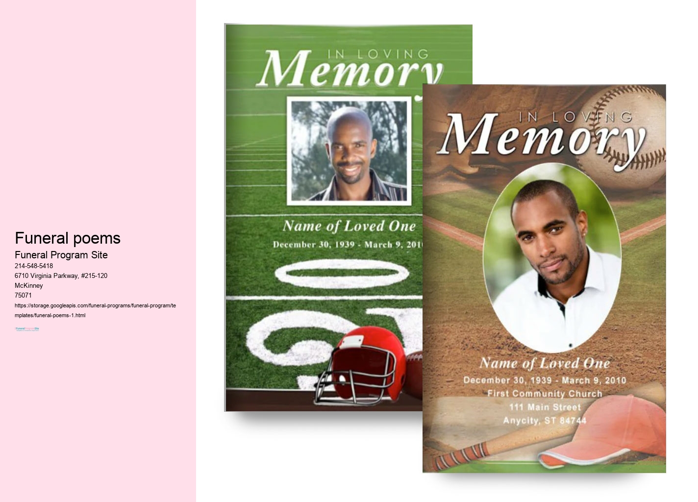 Custom Funeral Programs