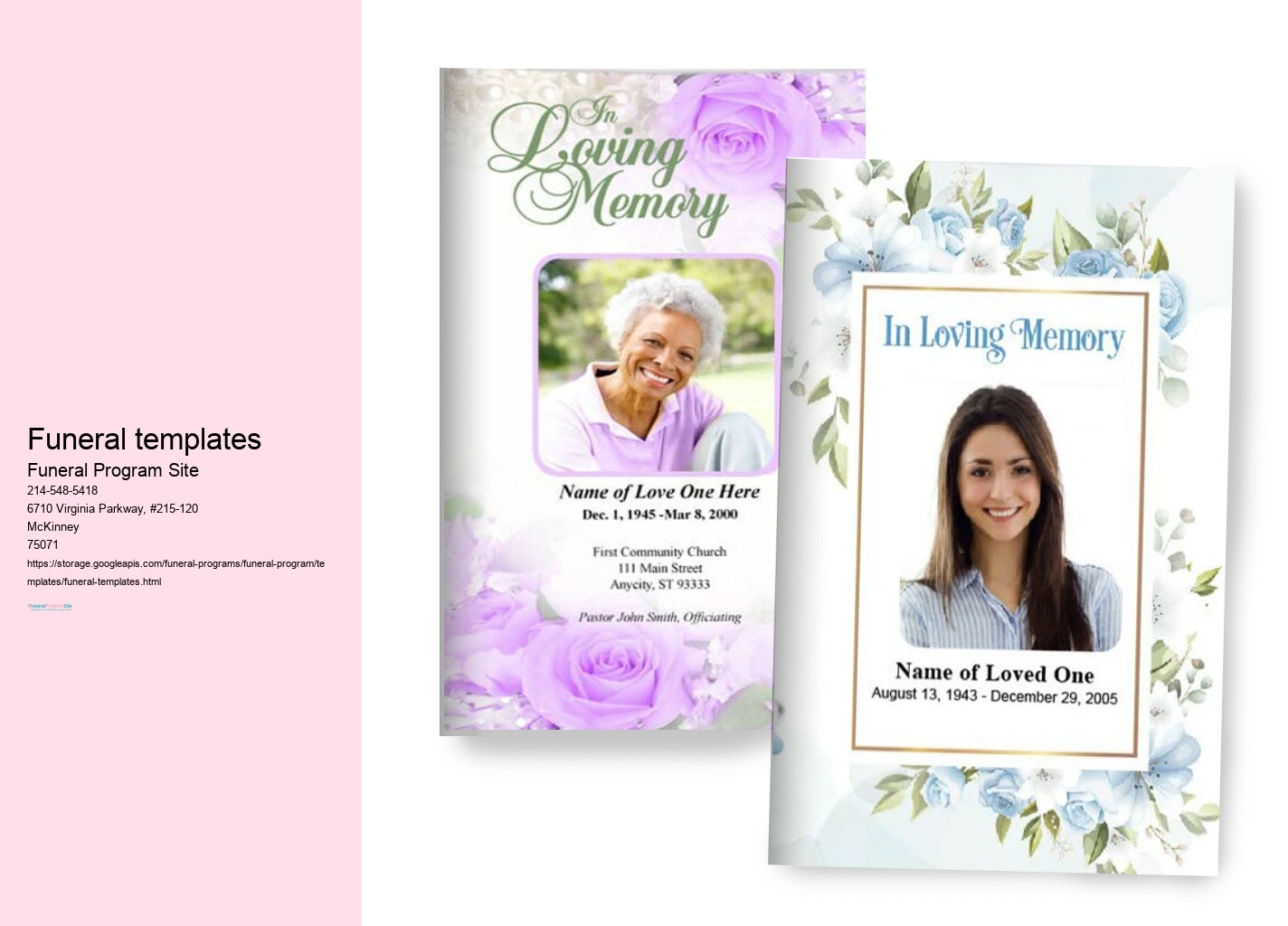 Custom Funeral Programs