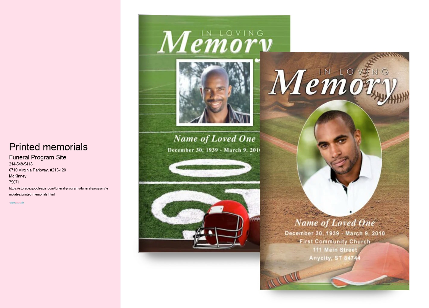 Custom Funeral Programs