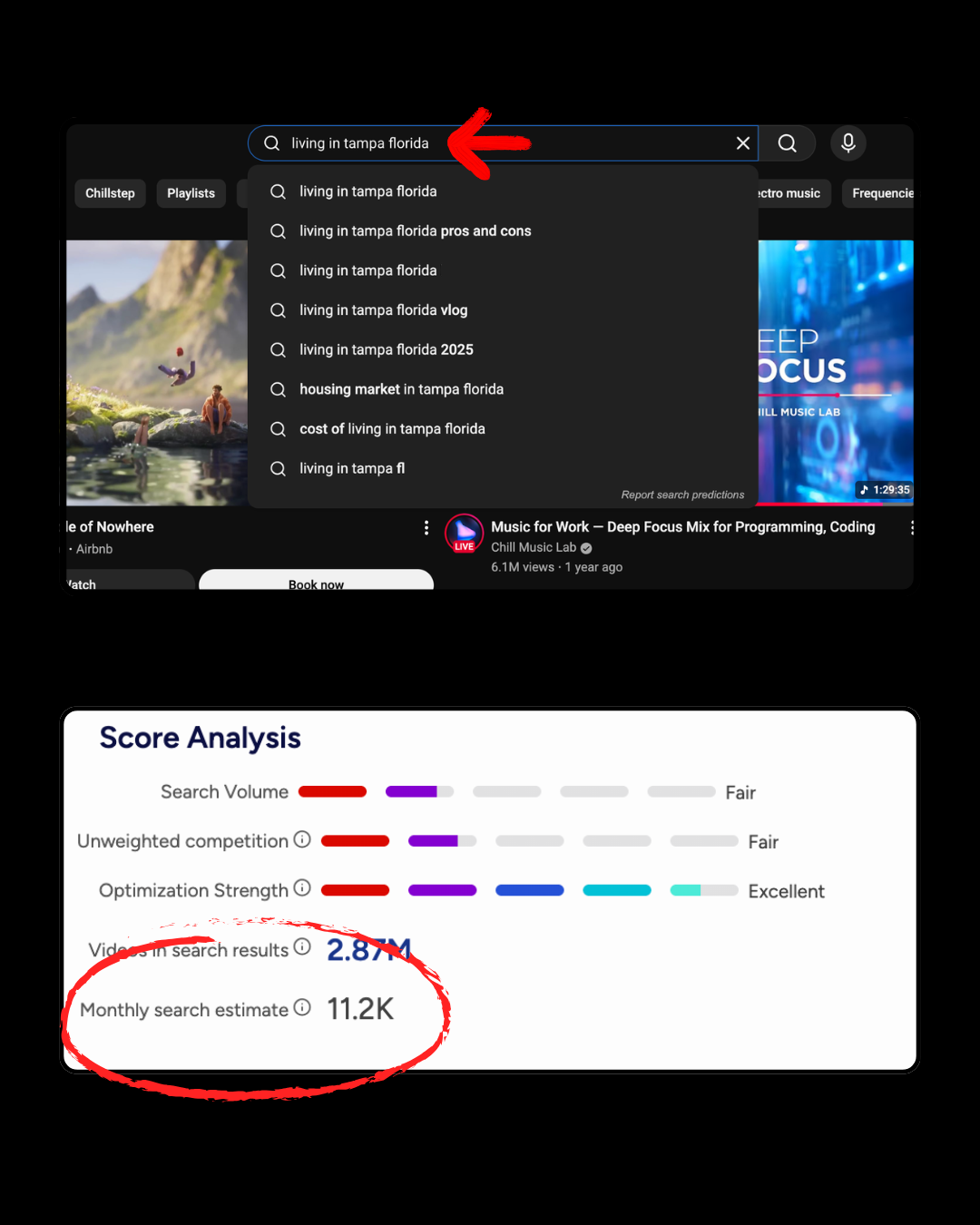 YouTube autocomplete search behavior for living in tampa florida