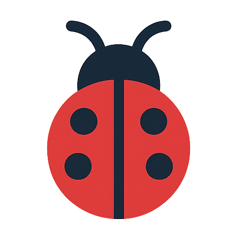 Ladybug icon — red variant, transparent background