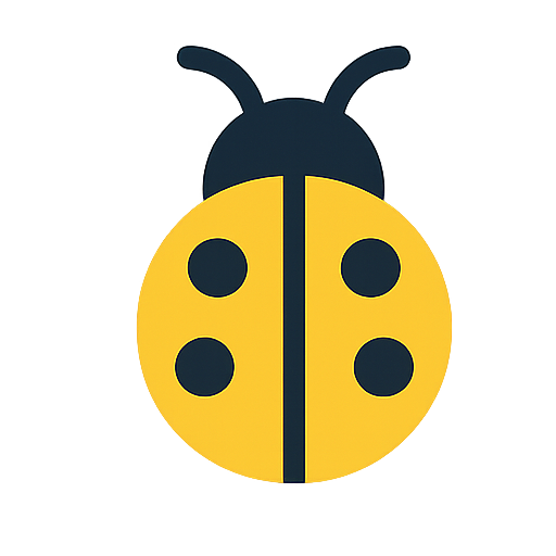 Ladybug icon — yellow variant, transparent background