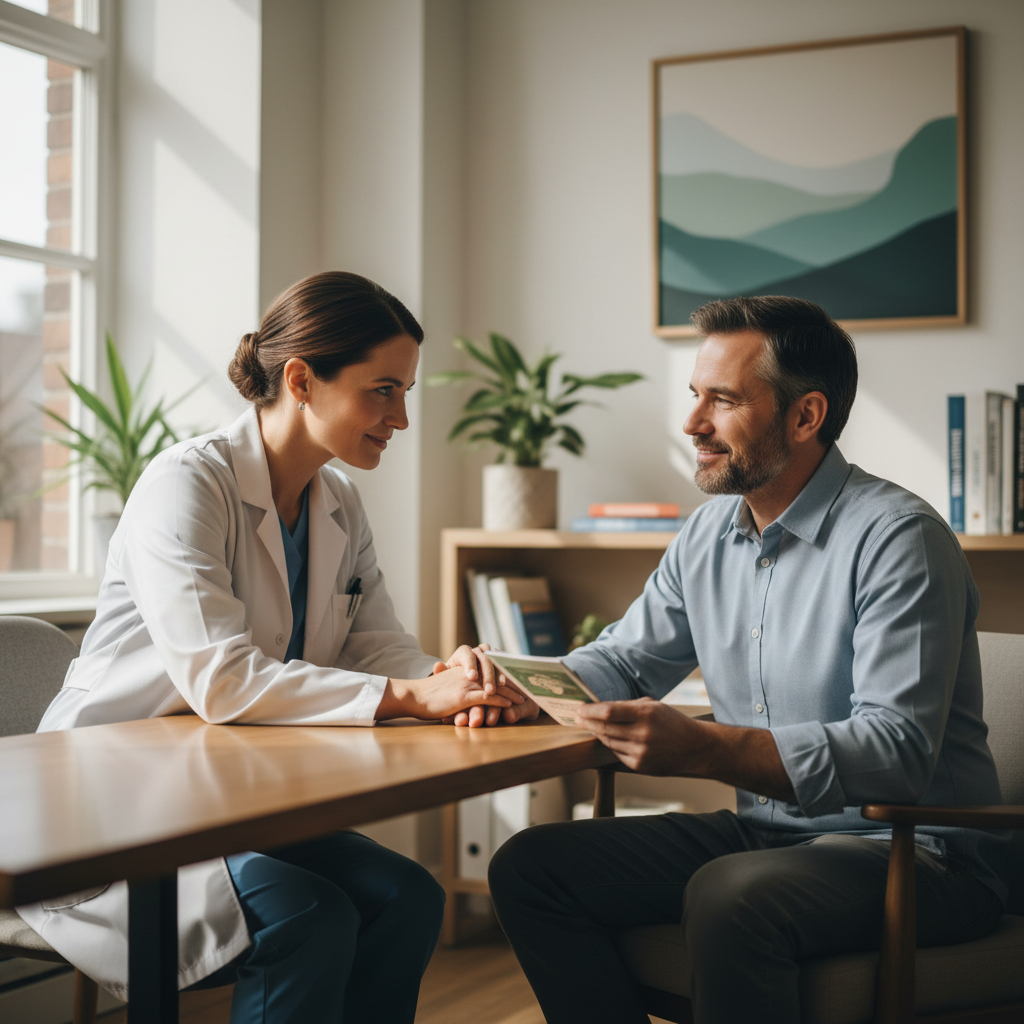 Patient receiving personalized care and counseling
