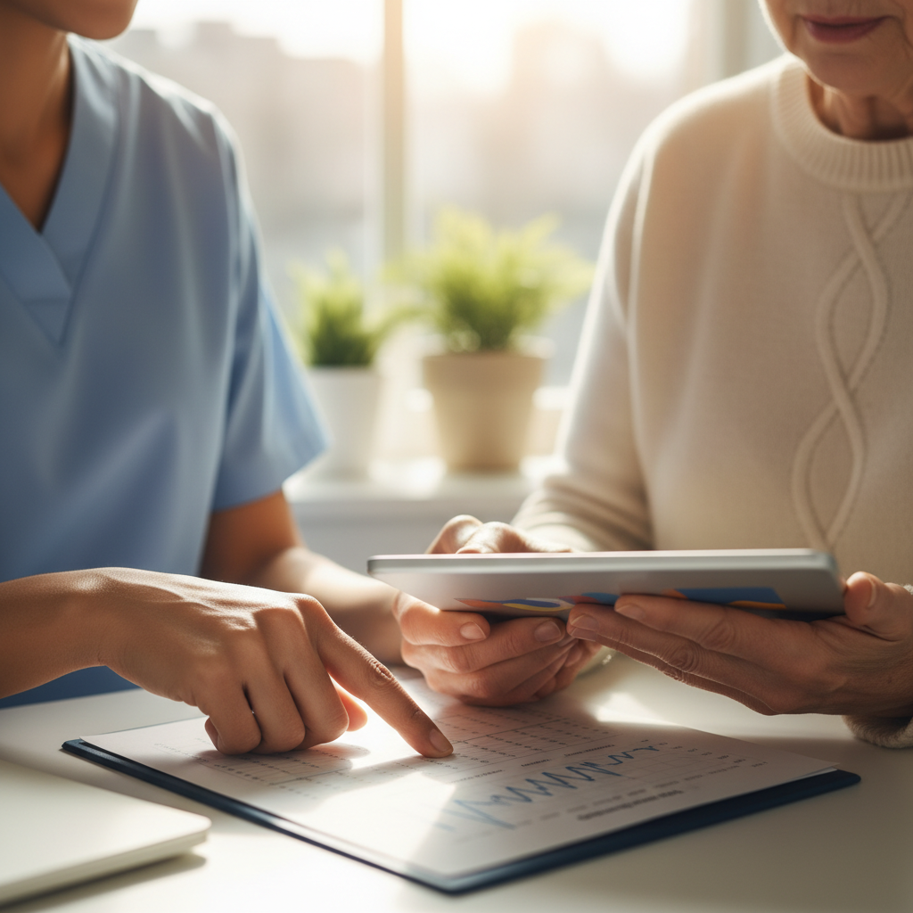 Doctor reviewing diagnostic lab results