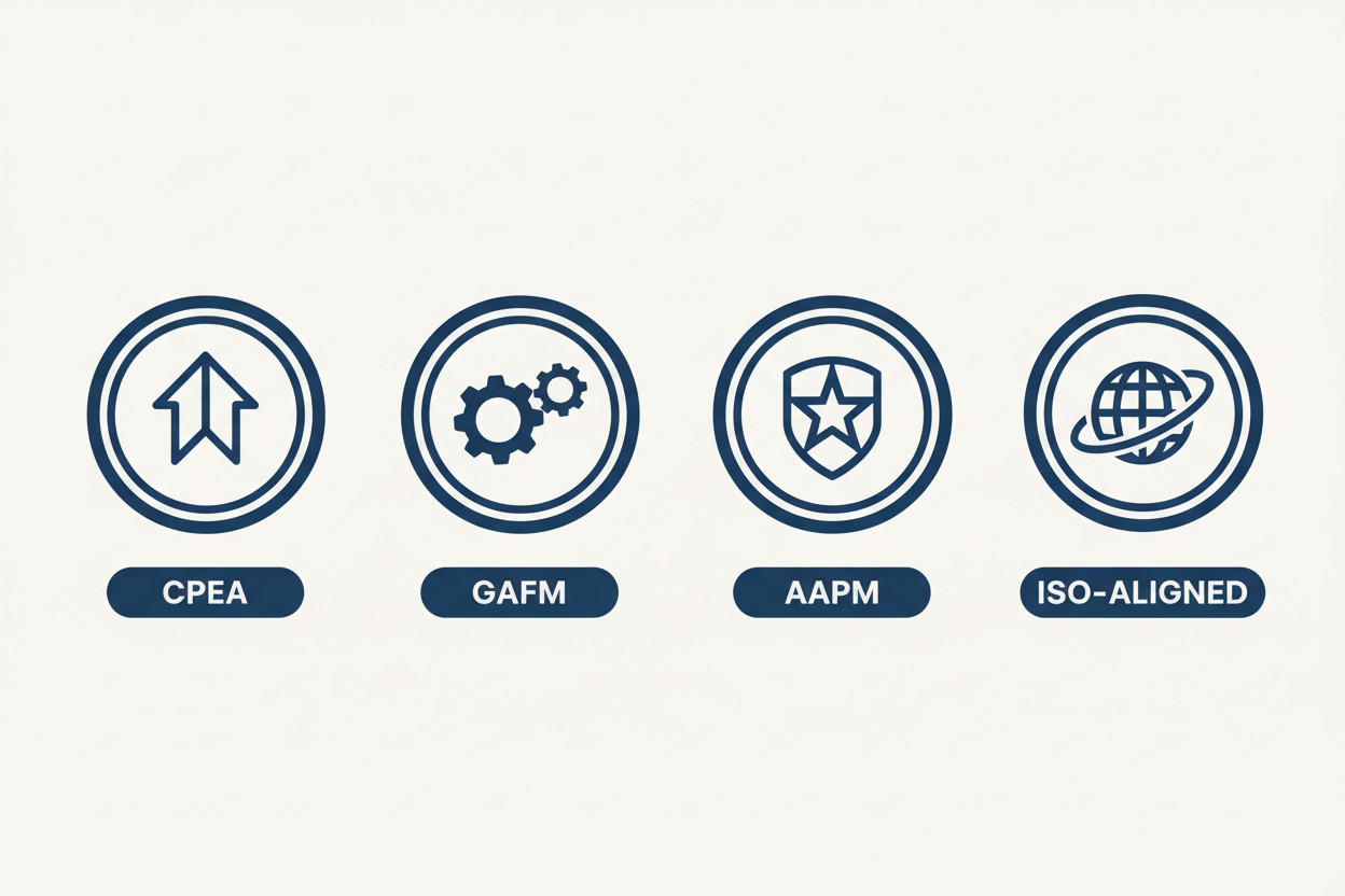 Certification badges representing the CPEA credential