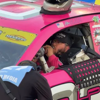Detailing the pink #03 race car.