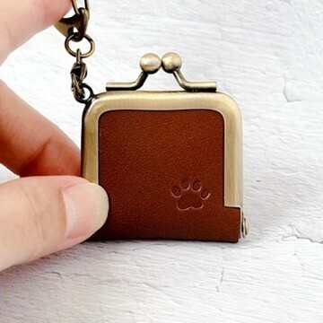 【ミニがま口】本革　コイン・アクセサリーケース　ダークブラウン