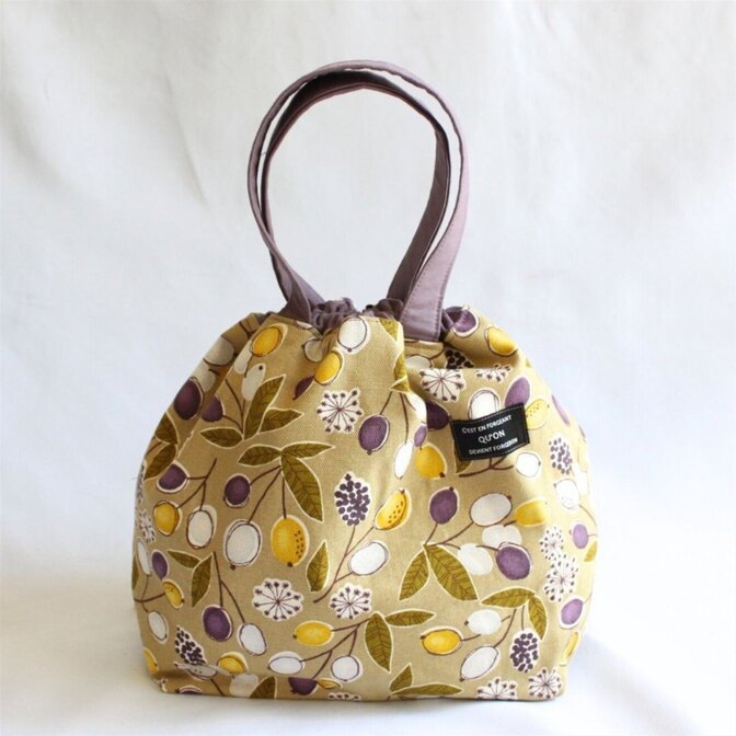 オリーブ柄巾着バッグ