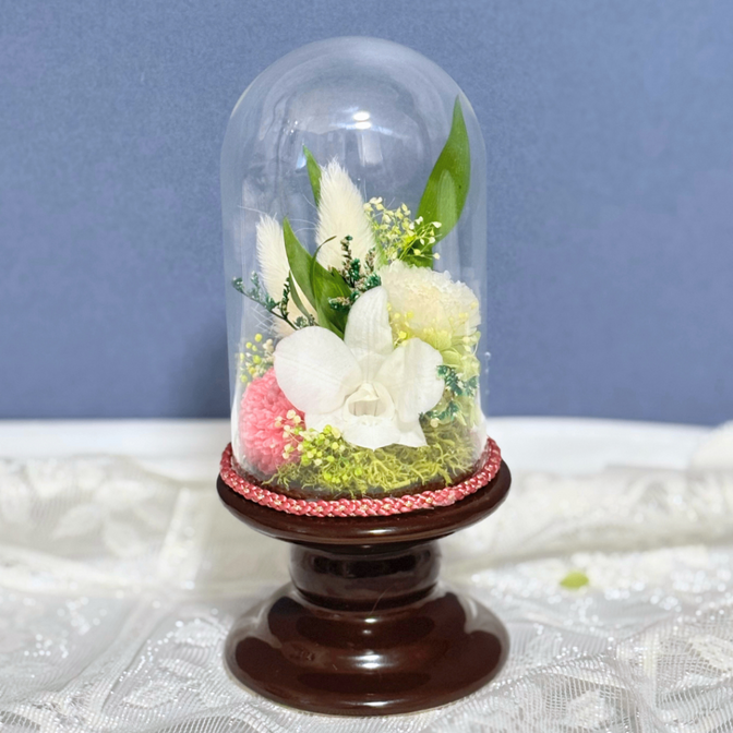【ハンドメイド】デンファレの仏花ドームアレンジꕤ︎︎プリザーブドフラワー