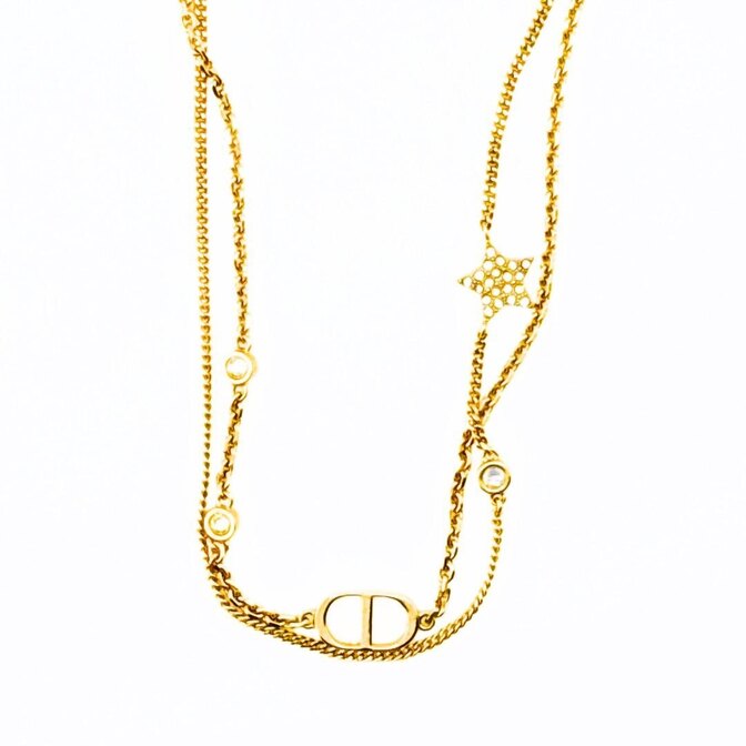 【リベ特別価格✨】ディオール Petit CD ダブルネックレス ゴールド 正規品
