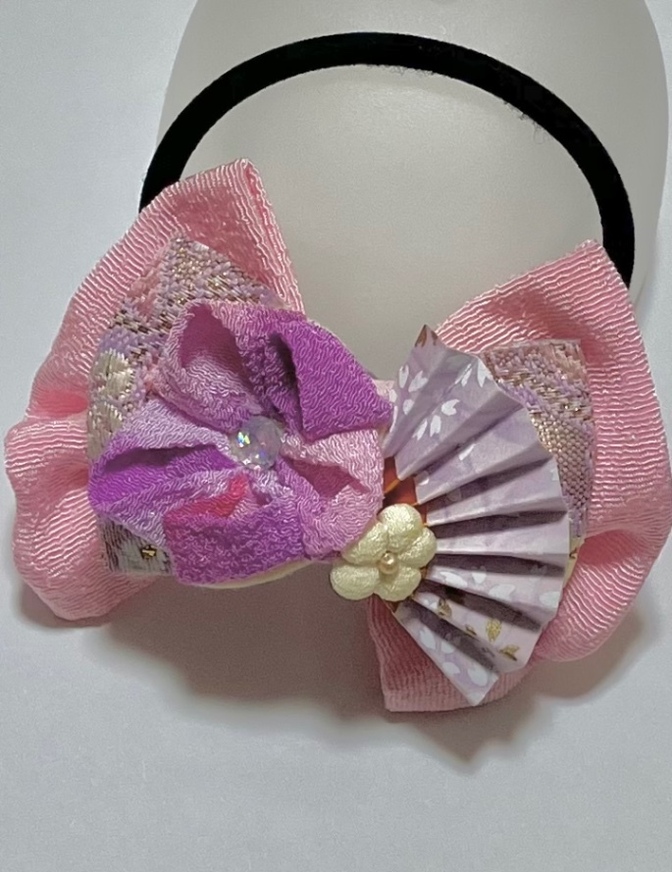 藤桜の和扇リボン – 雅（みやび）