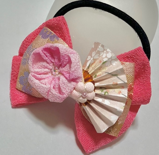 春咲き和扇リボン – 桜舞う花飾り