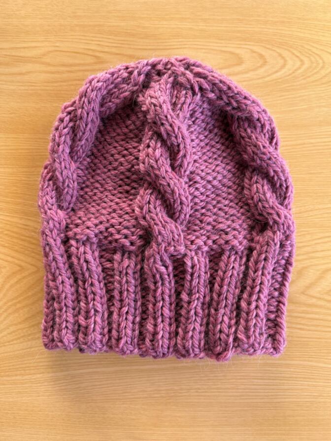 🧶 手編み ニット帽（ケーブル編み）