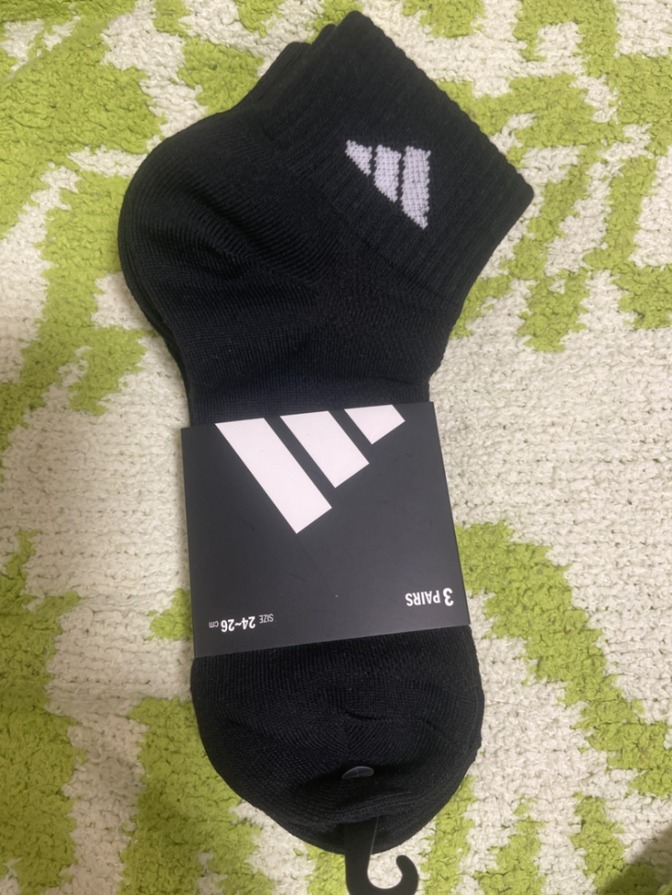 
新品　靴下　くつ下　3足セット　adidas アディダス　24〜26 黒