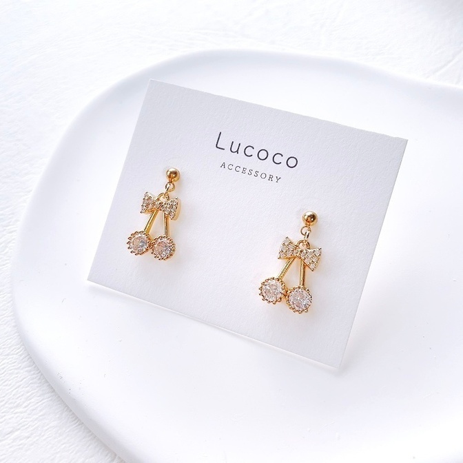 【ワンコイン💛500円】🍒リボン×チェリー ピアス（イヤリング）