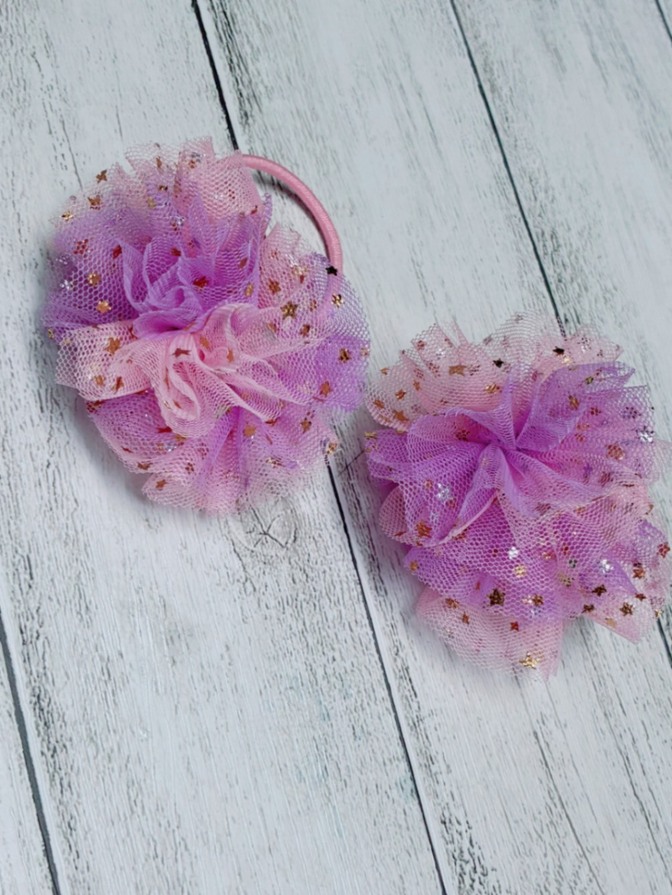 【ハンドメイド作品】チュールのふんわりヘアゴム２個セット（１個の場合３６０円）