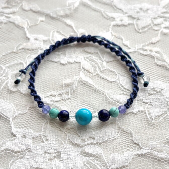 【ハンドメイド】December Blue ターコイズ ラピスラズリ タンザナイトブレスレット