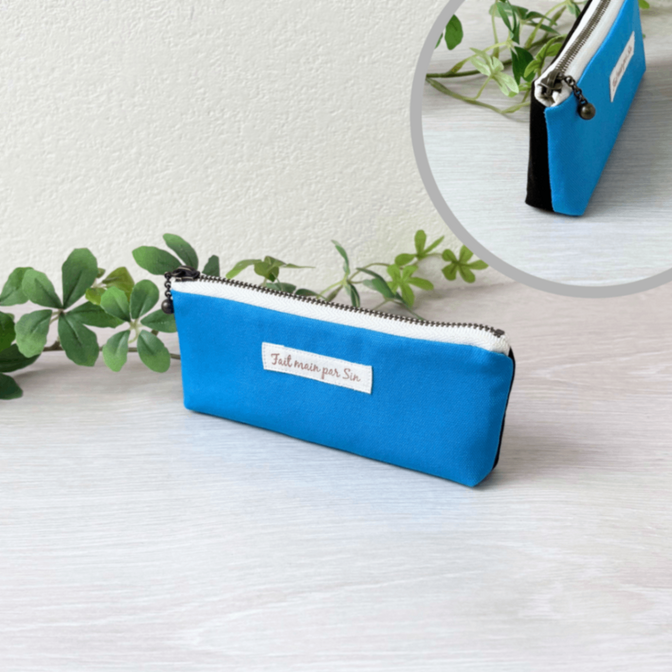 ミニミニポーチ・前後で色が変わるバイカラー【ターコイズブルー×ブラック】
