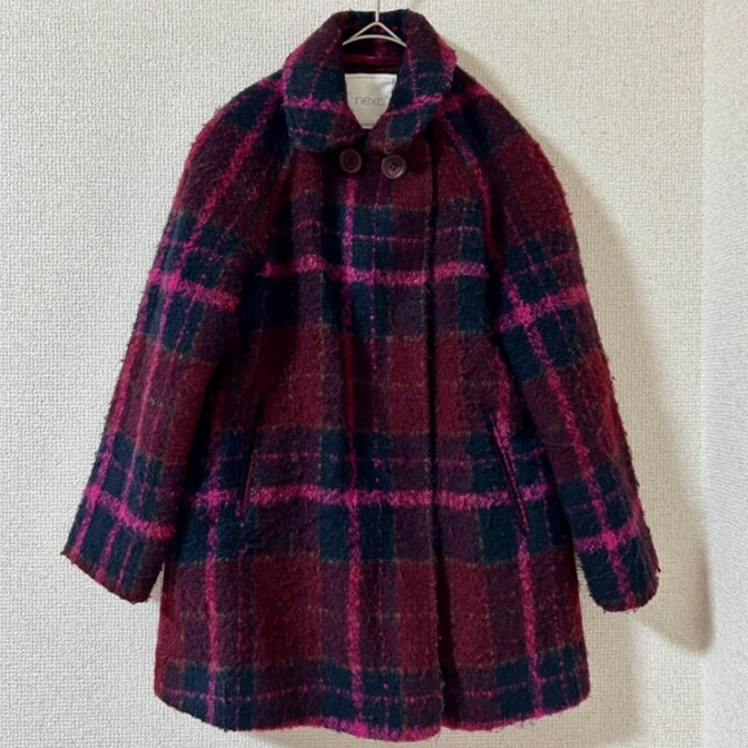 next ネクスト チェック柄 コート 120 レッド　赤系