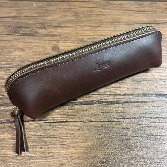 【ハンドメイド】エクレア型ペンケース（焦茶）