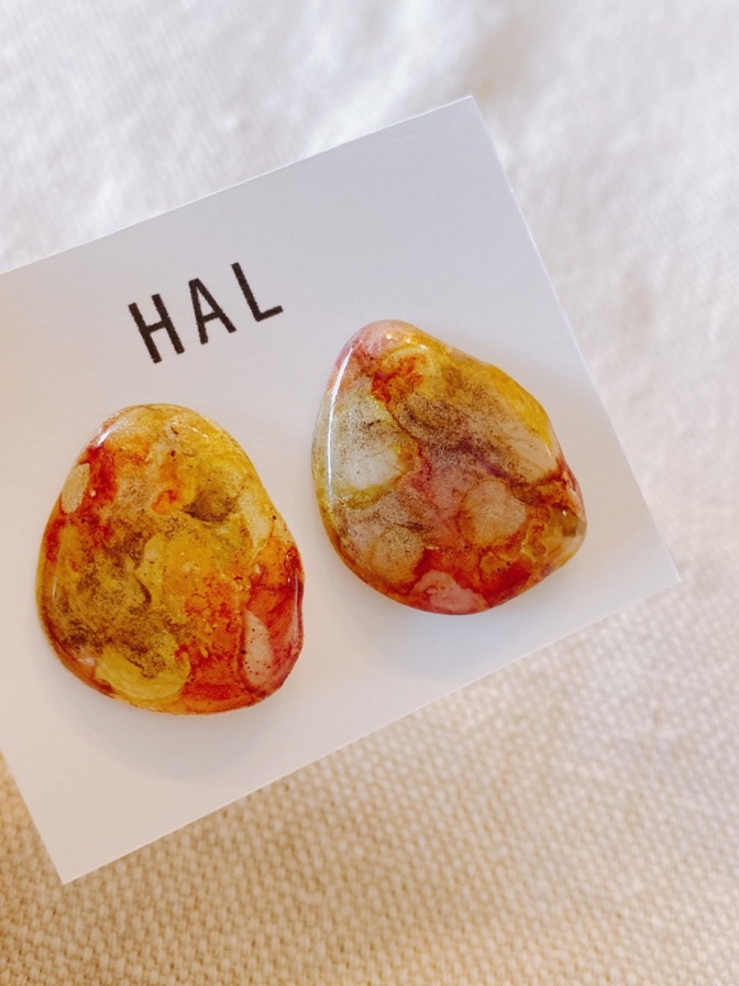 ハンドメイドアクセサリー　アルコールインクアート　ピアス　イヤリング　個性的　