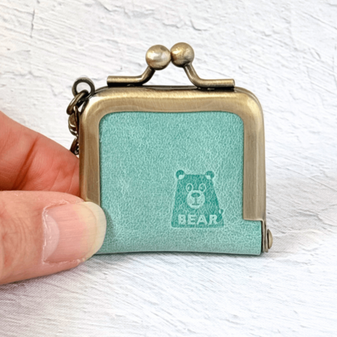 【ミニがま口】本革　コイン・アクセサリーケース（ターコイズ）