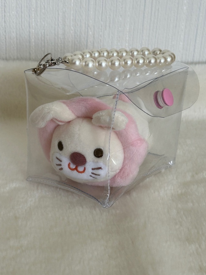 【ハンドメイド】透明ポーチ　パール風✖️ピンク