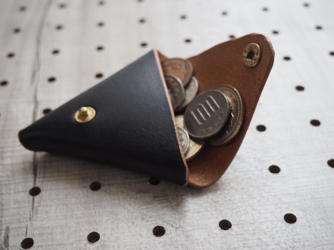 【ハンドメイド】三角コインケース　黒