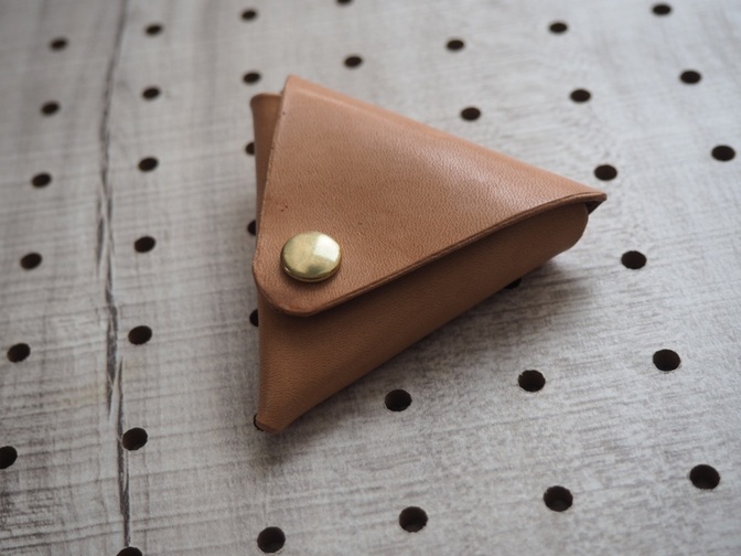 【ハンドメイド】三角コインケース　ブラウン