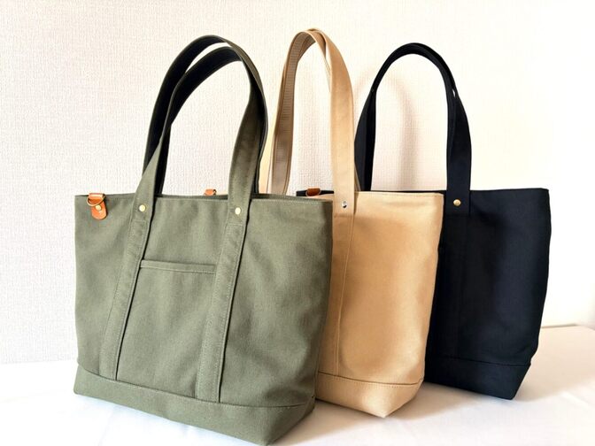 毎日にちょうどいい帆布トート｜A4対応・内ポケット付き・オリーブグリーン