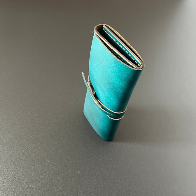 メガネケース 本革 手縫い ダークグリーン｜姫路レザー ロールタイプ スリム 軽量