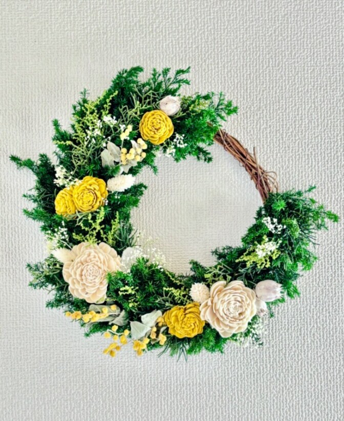 【アロマ香るリース】深呼吸する時間 ― リビングのためのプリザーブドリース