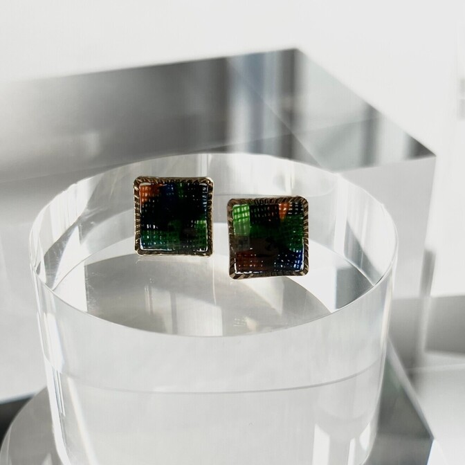 【８ミリの四角】ピアス（木が生い茂るジャングルカラー🌳）