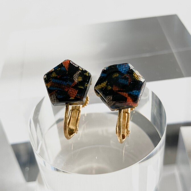 【夜のサバンナカラー🦒🦁】アフリカ布のハギレ ニッケルフリー イヤリング
