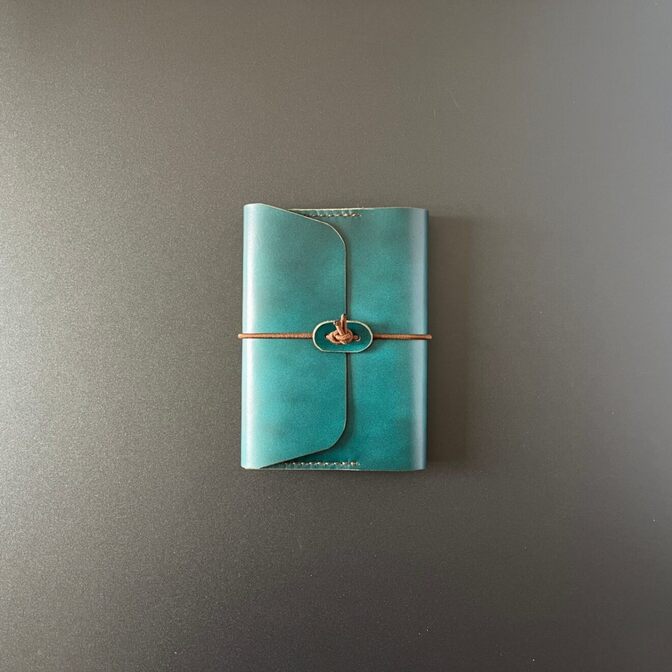 本革 文庫本カバー 姫路レザー ダークグリーン／手縫い ブックカバー