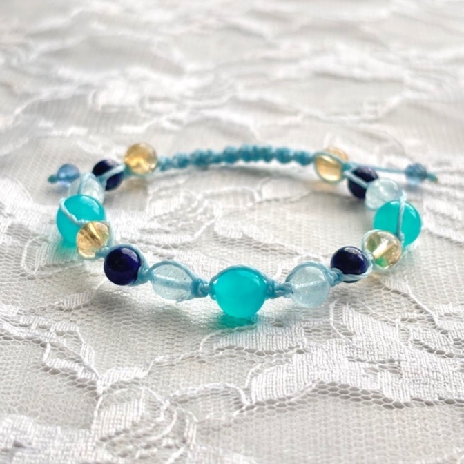 【ハンドメイド】希望の道標 アマゾナイトシリカ アクアマリン ラピスラズリ シトリン ブレスレット