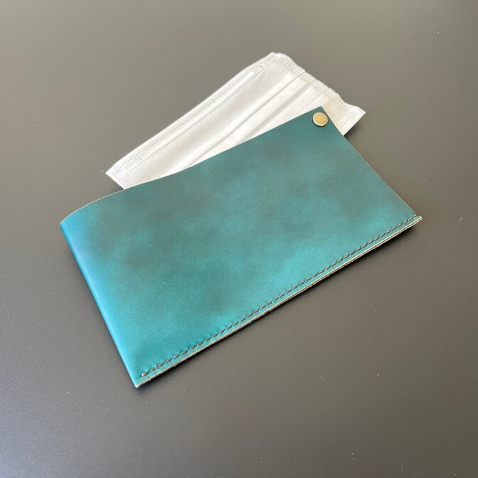 本革 薄型ケース 姫路レザー 小物入れ 通帳ケース マスクケース ダークグリーン