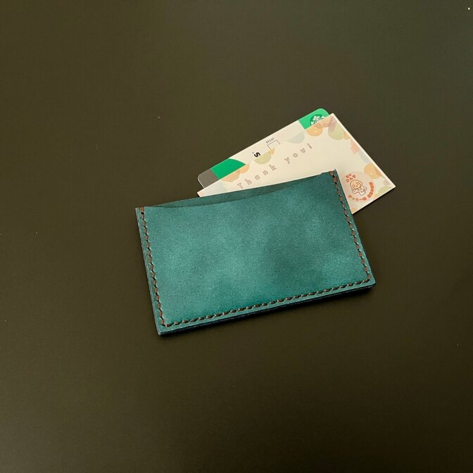 本革 カードケース 手縫い｜姫路レザー ダークグリーン｜名刺入れ