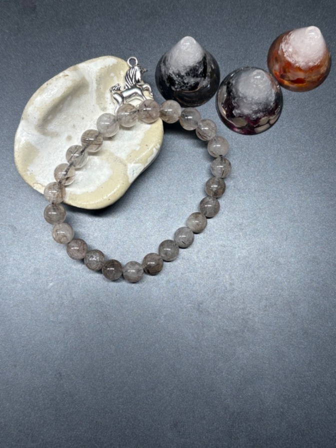 天然石　ブレスレット　ブロンズルチルクオーツ　7㎜