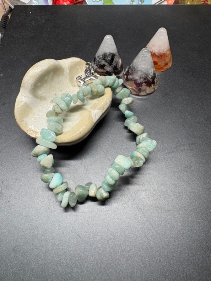 天然石 パワーストーン　ブレスレット　さざれアマゾナイト　2905