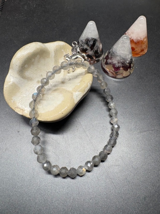 天然石 パワーストーン　ブレスレット　ラブラドライト　カットタイプ　2907