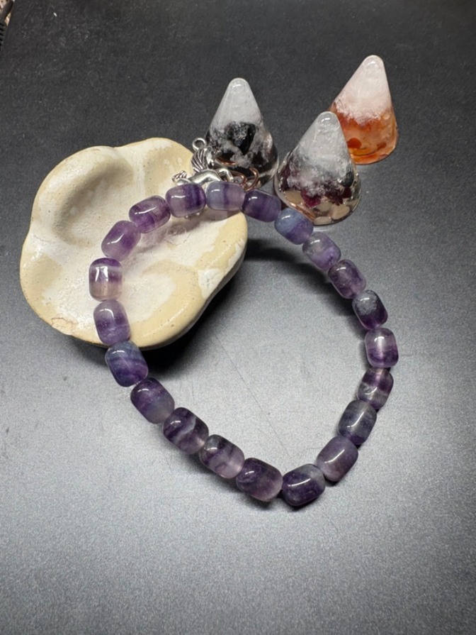 天然石 パワーストーン　ブレスレット　フローライト　ポイフル　6㎜　2908