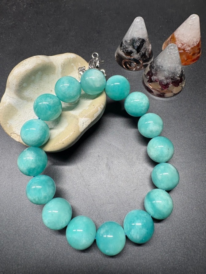 天然石 パワーストーン　ブレスレット　アマゾナイト 3001